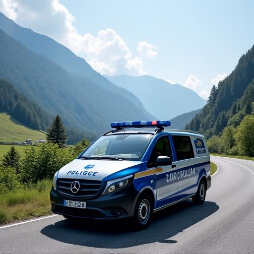 A Swiss police vehicle, representing law enforcement on highways.